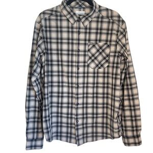 Columbia Men's Grey Black Plaid Casual Button Down Lightweight Dress Shi…